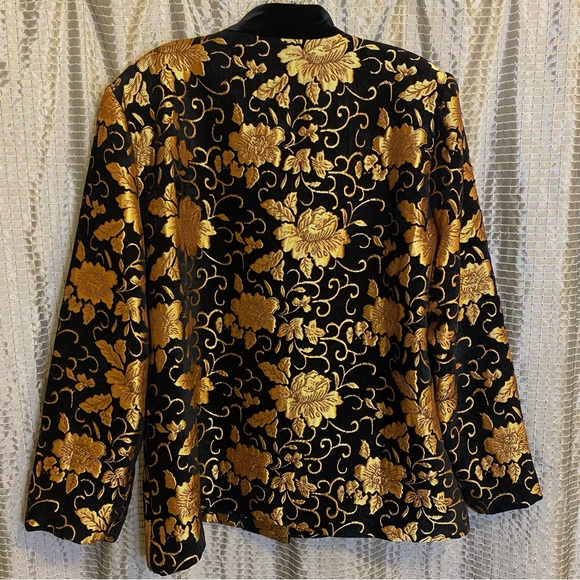 Drapers & Damon’s Vintage Floral Embellished Blazer Jacket Gold/Black Size XL - Picture 2 of 9